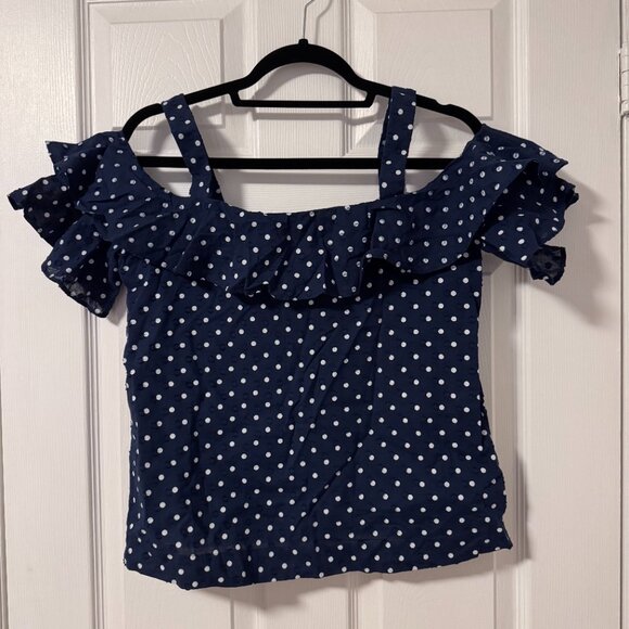 J.Crew Polka-dot Shoulder Top - Picture 2 of 3